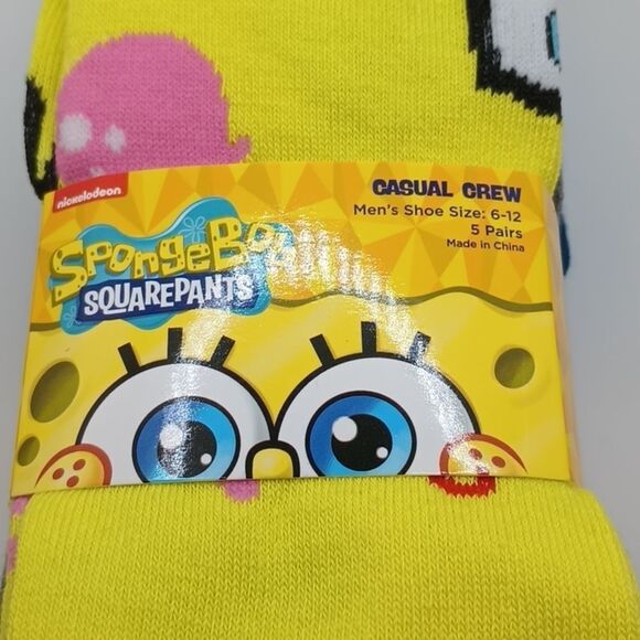 Spongebob SquarePants crew socks 5pc set bundle - Picture 2 of 7